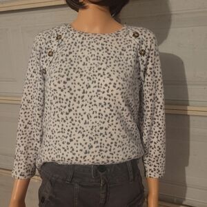 Women's Gray Leopard Print Top